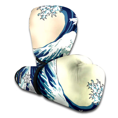 Japanese Ocean Wave Print Boxing Gloves