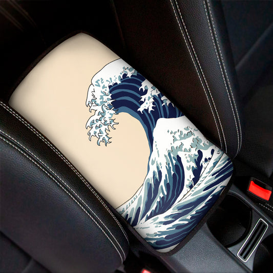 Japanese Ocean Wave Print Car Center Console Cover
