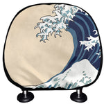 Japanese Ocean Wave Print Car Headrest Covers