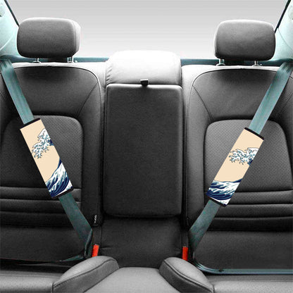 Japanese Ocean Wave Print Car Seat Belt Covers
