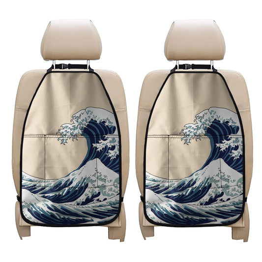 Japanese Ocean Wave Print Car Seat Organizers