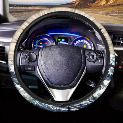 Japanese Ocean Wave Print Car Steering Wheel Cover