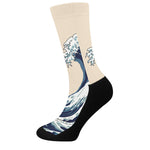 Japanese Ocean Wave Print Crew Socks