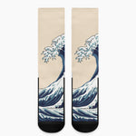 Japanese Ocean Wave Print Crew Socks