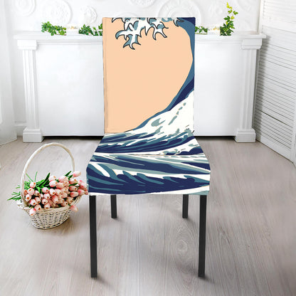 Japanese Ocean Wave Print Dining Chair Slipcover