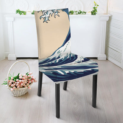 Japanese Ocean Wave Print Dining Chair Slipcover
