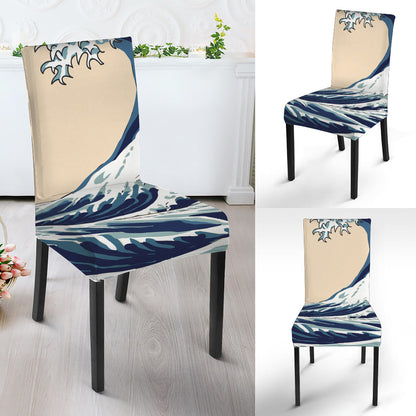 Japanese Ocean Wave Print Dining Chair Slipcover