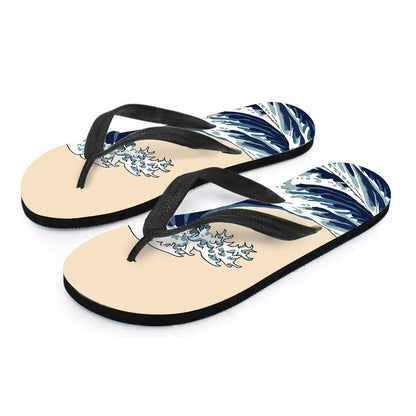 Japanese Ocean Wave Print Flip Flops