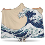 Japanese Ocean Wave Print Hooded Blanket