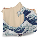 Japanese Ocean Wave Print Hooded Blanket