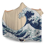 Japanese Ocean Wave Print Hooded Blanket