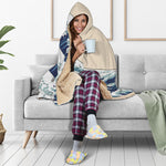 Japanese Ocean Wave Print Hooded Blanket