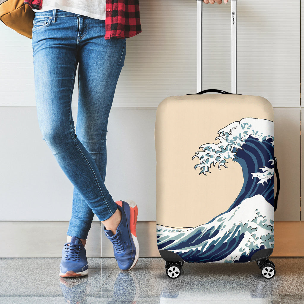 Japanese Ocean Wave Print Luggage Cover