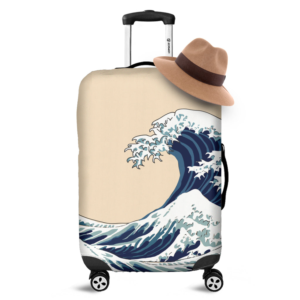 Japanese Ocean Wave Print Luggage Cover