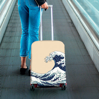Japanese Ocean Wave Print Luggage Cover