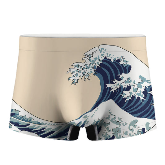 Japanese Ocean Wave Print Men's Boxer Briefs