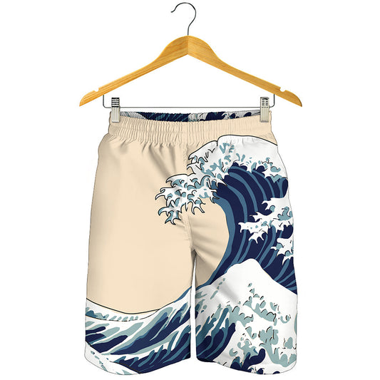 Japanese Ocean Wave Print Men's Shorts