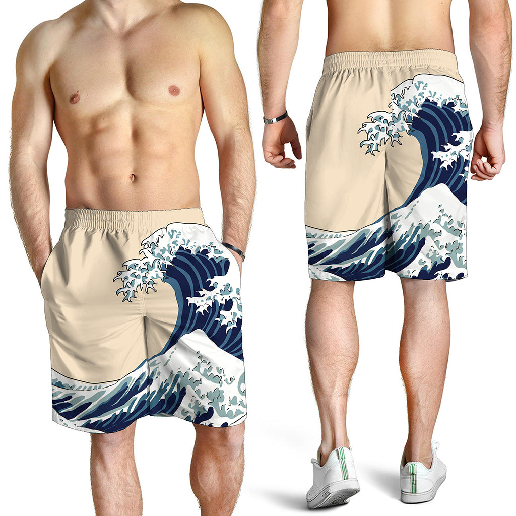 Japanese Ocean Wave Print Men's Shorts