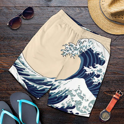 Japanese Ocean Wave Print Men's Shorts
