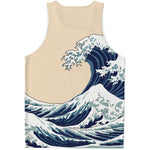 Japanese Ocean Wave Print Men's Tank Top