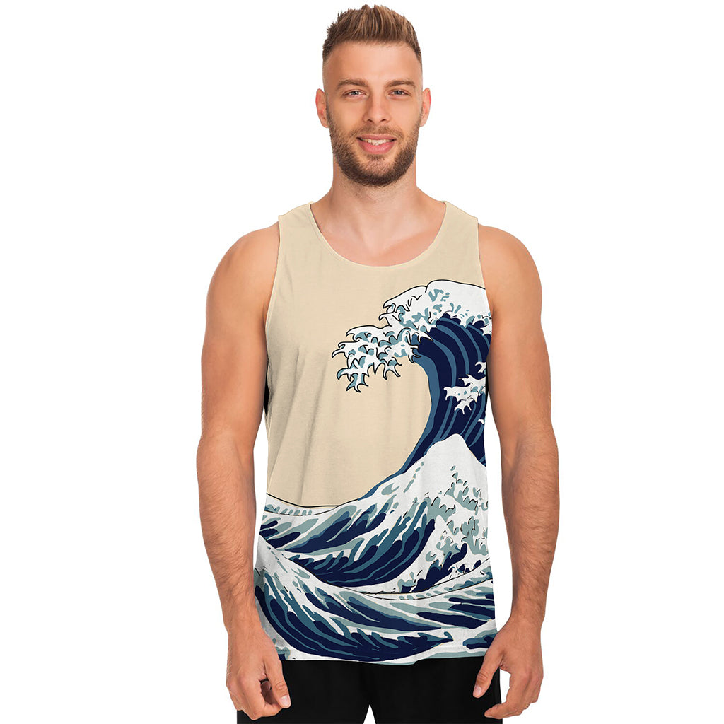Japanese Ocean Wave Print Men's Tank Top