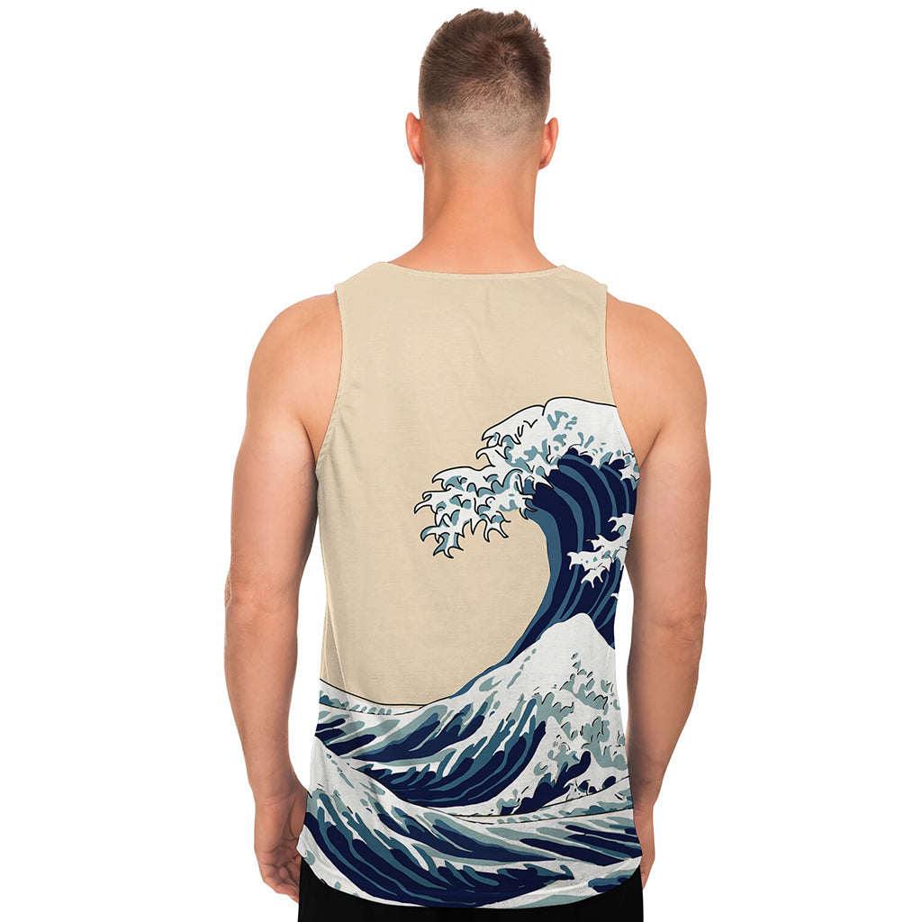 Japanese Ocean Wave Print Men's Tank Top