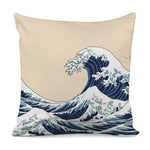 Japanese Ocean Wave Print Pillow Cover