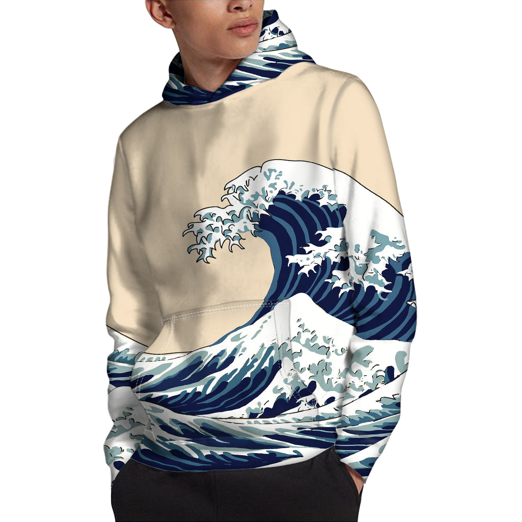 Japanese Ocean Wave Print Pullover Hoodie