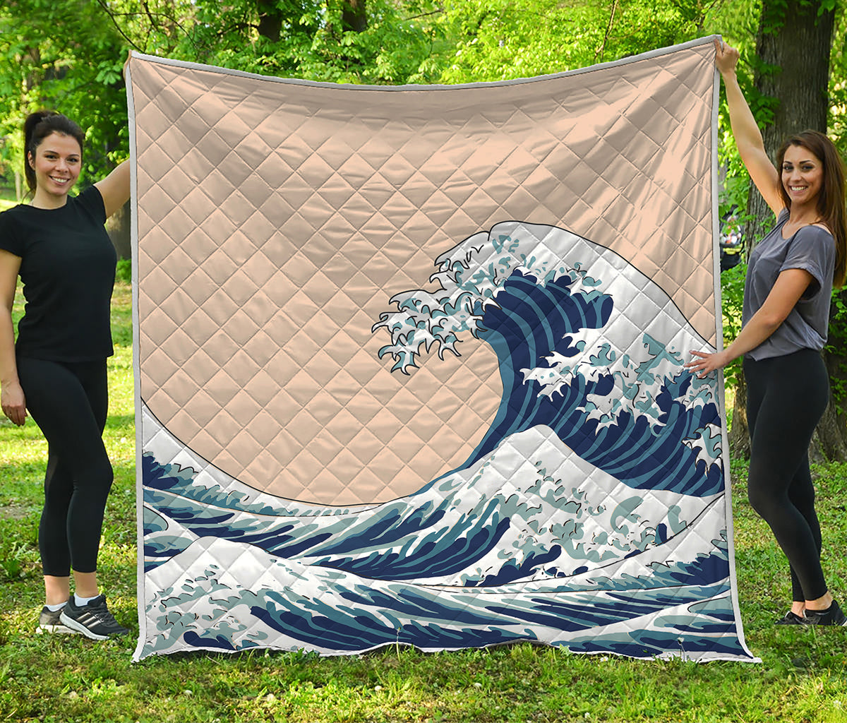 Japanese Ocean Wave Print Quilt