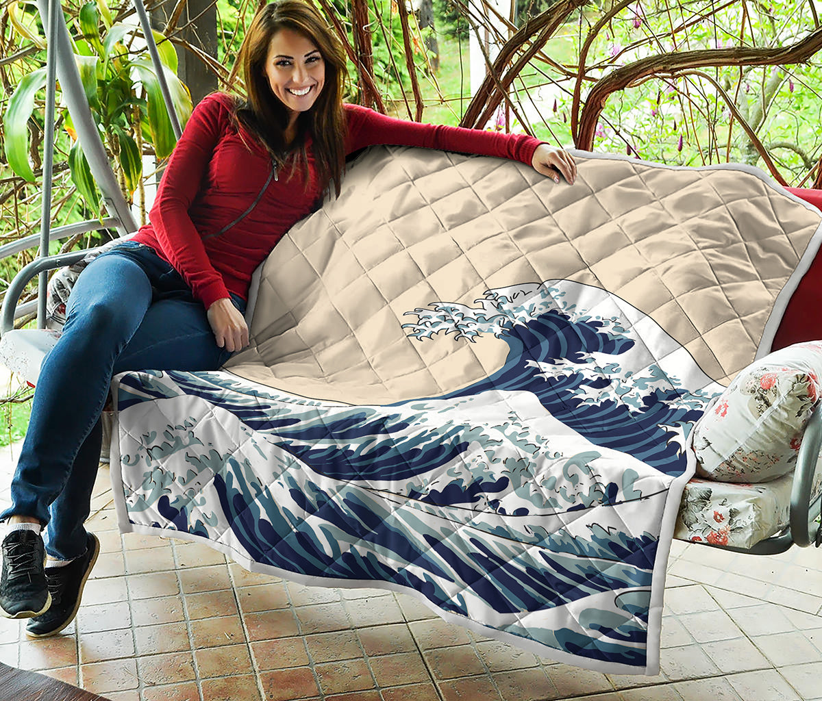 Japanese Ocean Wave Print Quilt