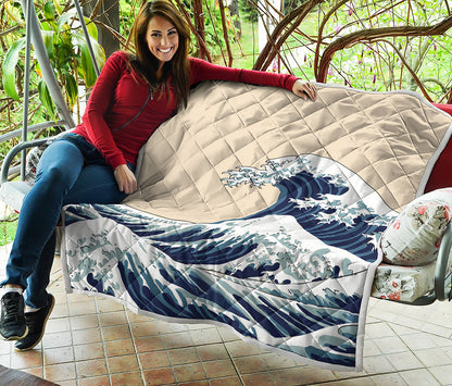 Japanese Ocean Wave Print Quilt