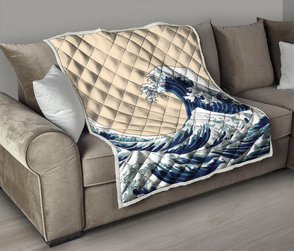 Japanese Ocean Wave Print Quilt