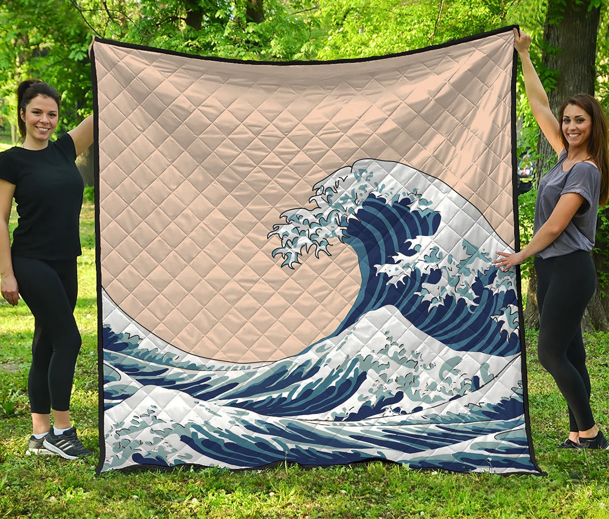 Japanese Ocean Wave Print Quilt
