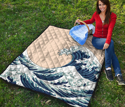 Japanese Ocean Wave Print Quilt