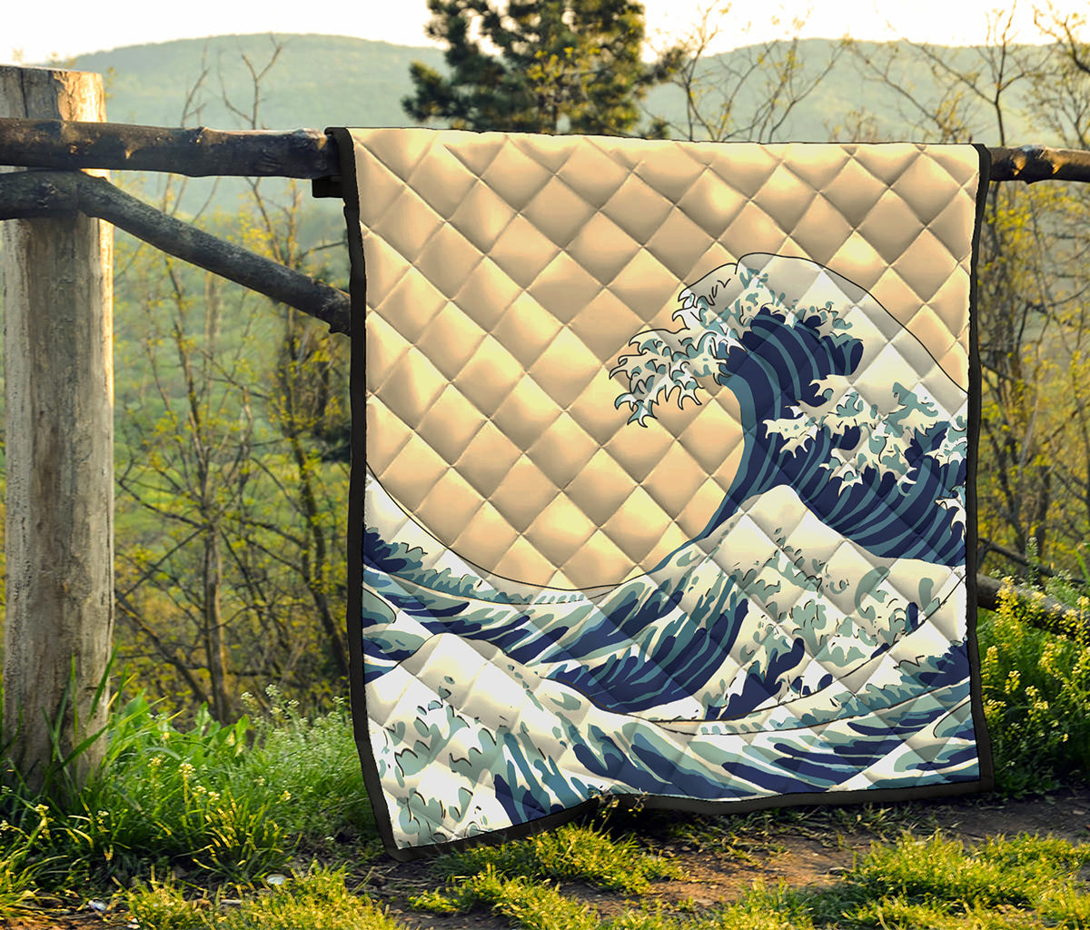 Japanese Ocean Wave Print Quilt