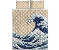 Japanese Ocean Wave Print Quilt Bed Set