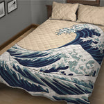 Japanese Ocean Wave Print Quilt Bed Set