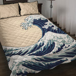 Japanese Ocean Wave Print Quilt Bed Set