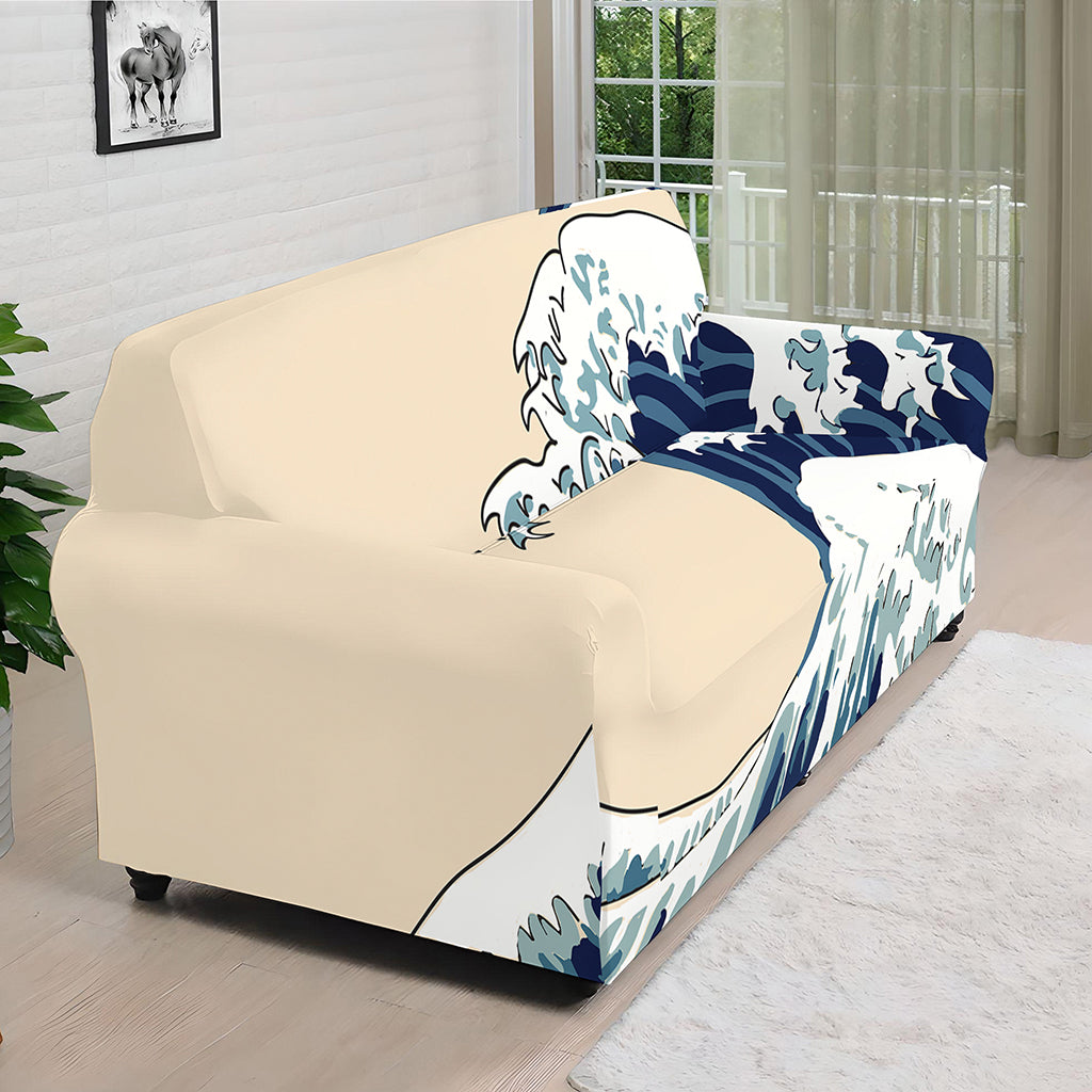 Japanese Ocean Wave Print Sofa Cover