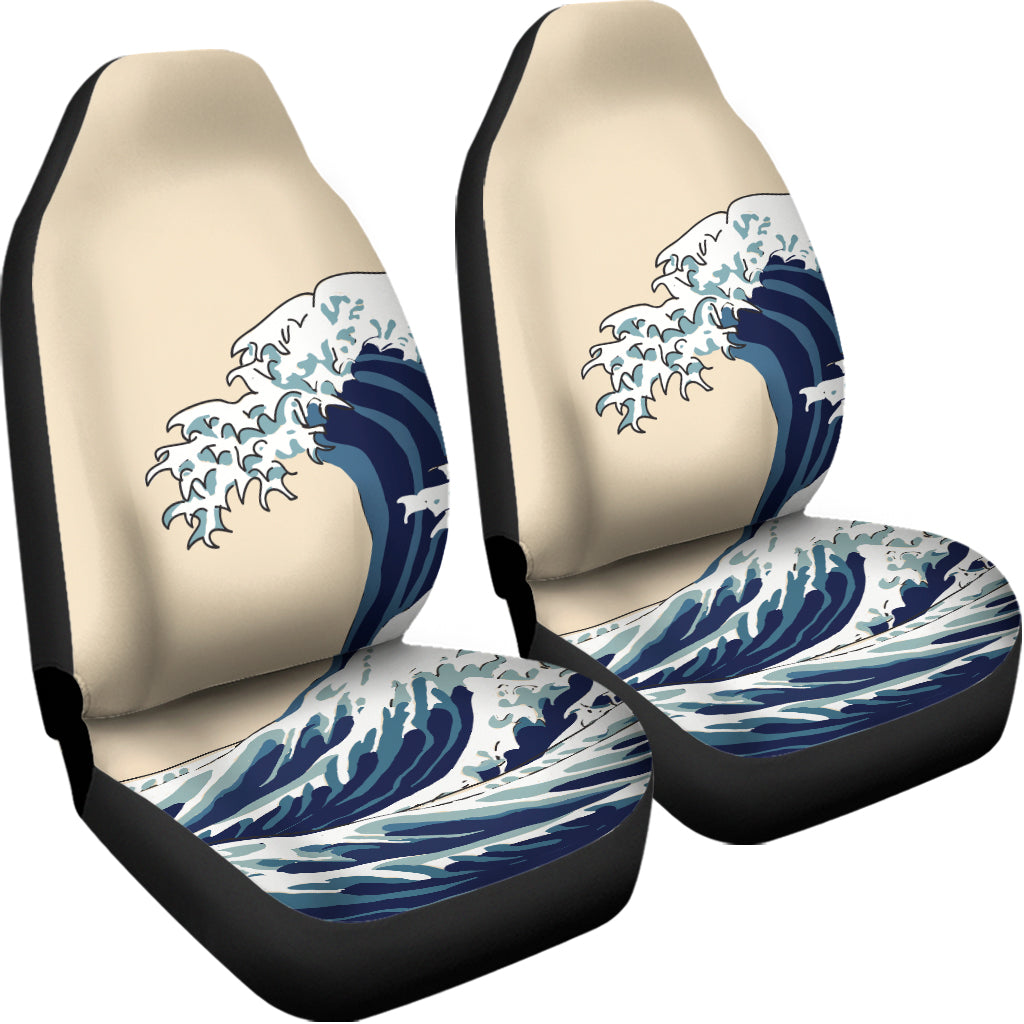 Japanese Ocean Wave Print Universal Fit Car Seat Covers