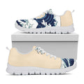 Japanese Ocean Wave Print White Running Shoes