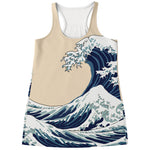 Japanese Ocean Wave Print Women's Racerback Tank Top