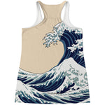 Japanese Ocean Wave Print Women's Racerback Tank Top