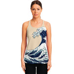 Japanese Ocean Wave Print Women's Racerback Tank Top