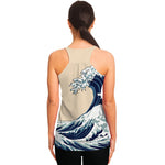 Japanese Ocean Wave Print Women's Racerback Tank Top