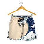 Japanese Ocean Wave Print Women's Shorts
