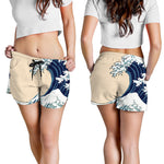 Japanese Ocean Wave Print Women's Shorts