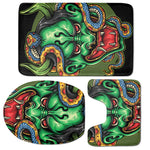 Japanese Oni Demon With Snake Print 3 Piece Bath Mat Set