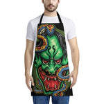 Japanese Oni Demon With Snake Print Apron