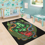 Japanese Oni Demon With Snake Print Area Rug